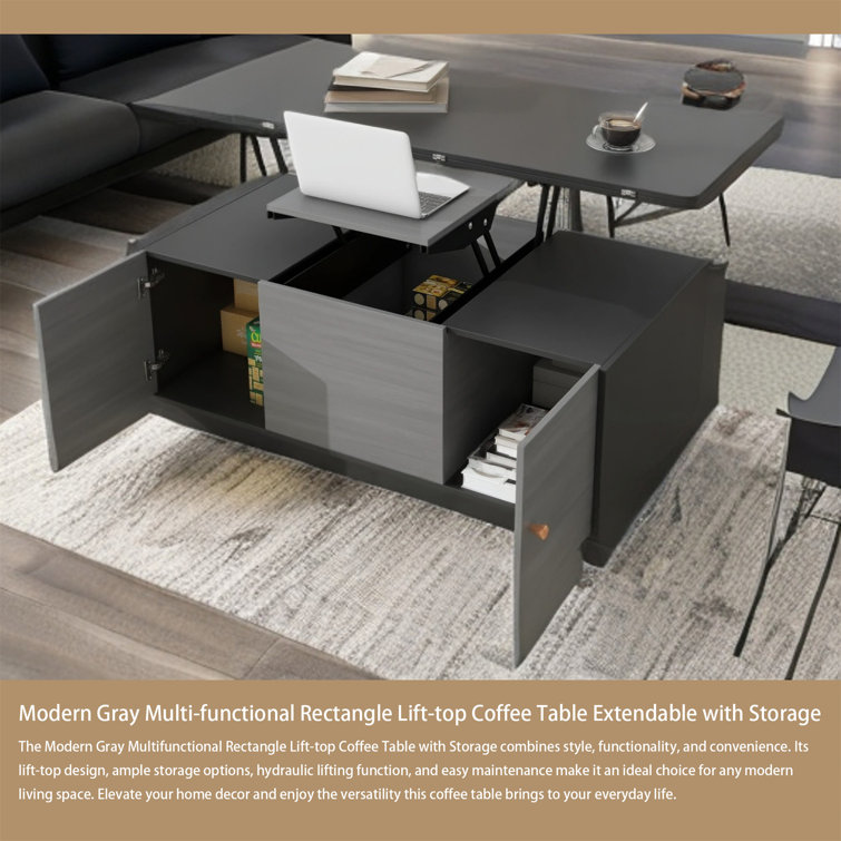 Latitude Run® Lift Top Pedestal Coffee Table with Storage Wayfair Canada